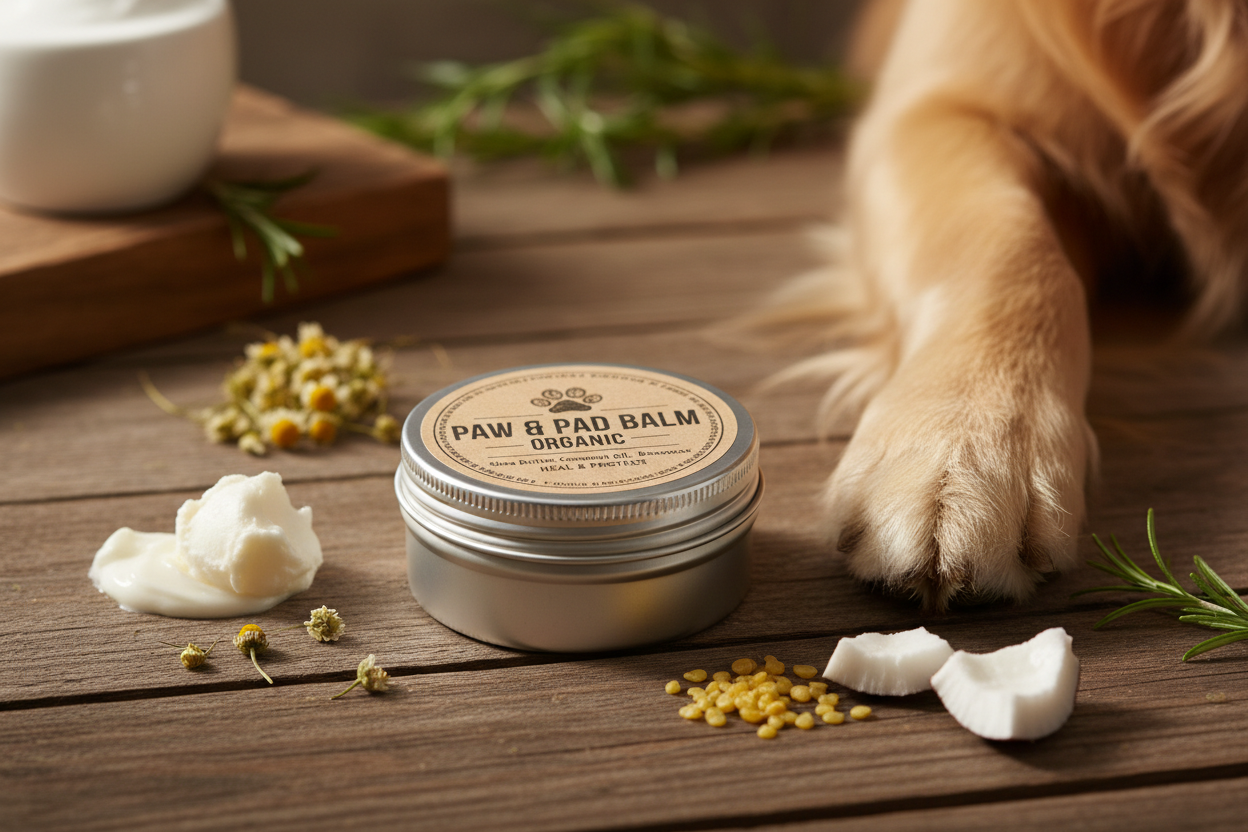Keep those precious paws healthy and happy! This all-natural balm soothes dry cracked paw pads and creates a protective barrier.